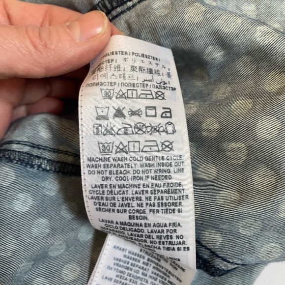 Guess Polka Dot Pearl Snap Button Front Denim Shirt SM Coastal Cowgirl Western - Picture 9 of 16